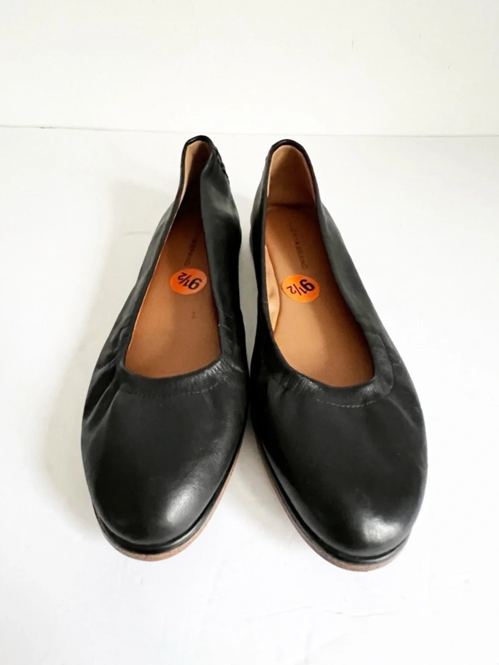 SZ 9.5 Lucky Brand Women's Black Leather Ballet Flats - Classic Slip-On
